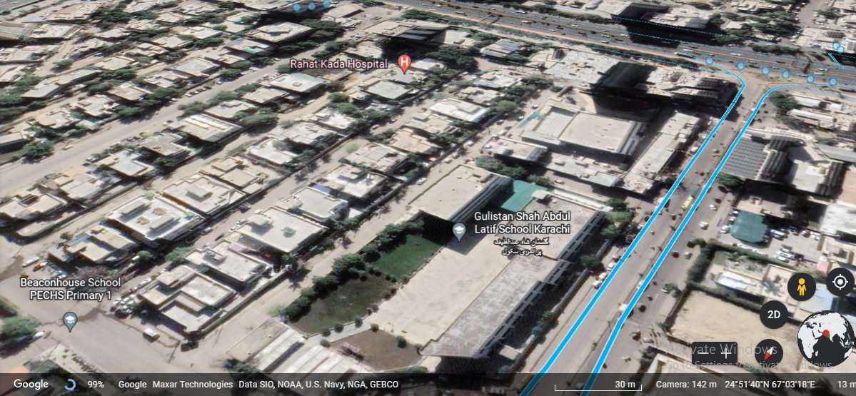 An area in Karachi on Google Earth