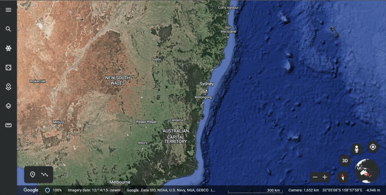 Australia on google earth
