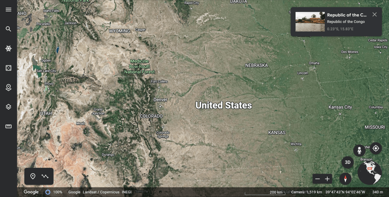 United States on Google Earth