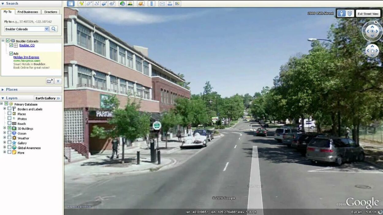 an imagery from Google Earth of the streets