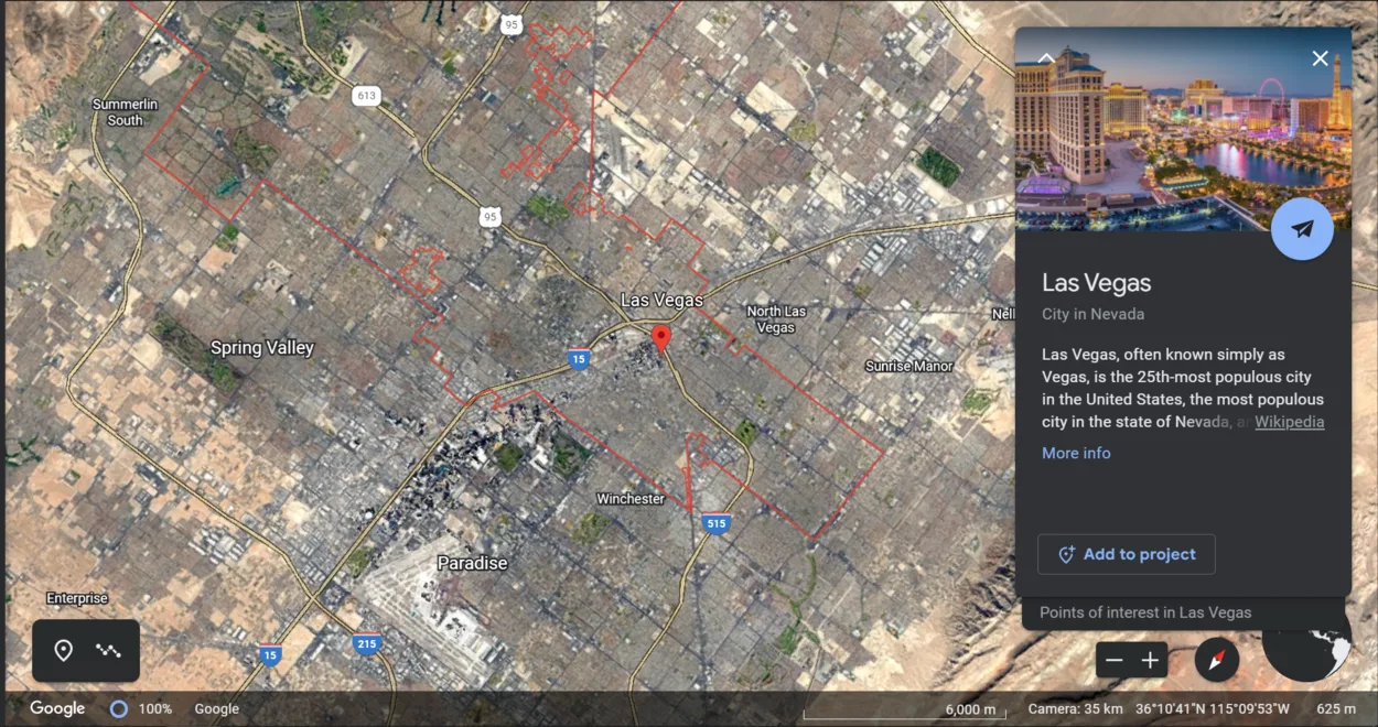 Las Vegas on Google Earth