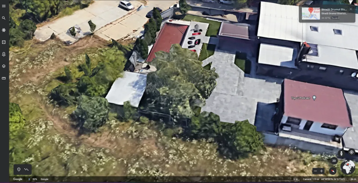 Andrew Tate's residence on Google Earth