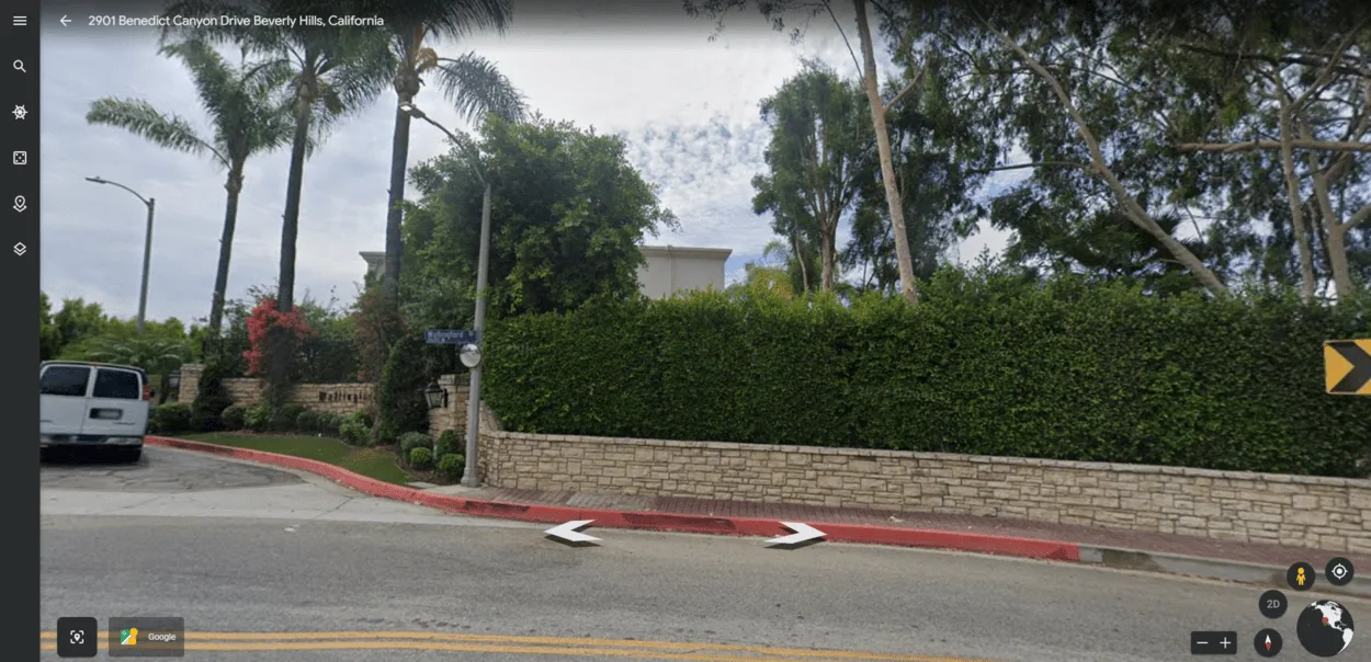 Street view in front of John Mayer's House