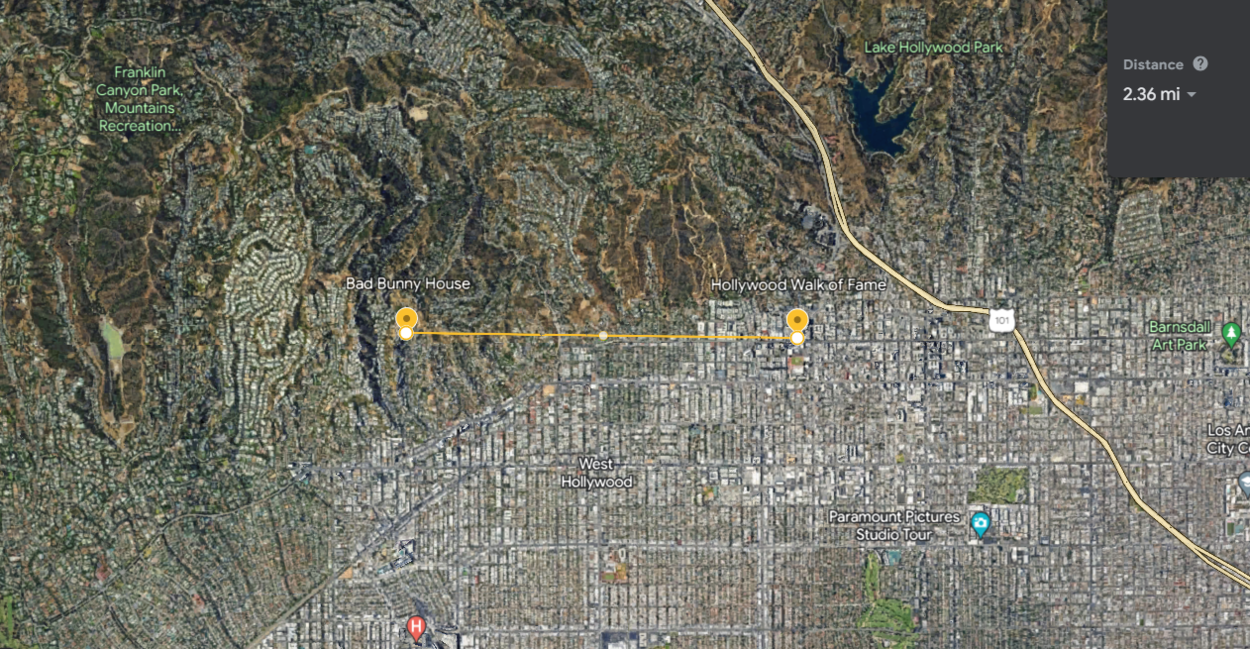 Hollywood Walk of Fame via Google Earth