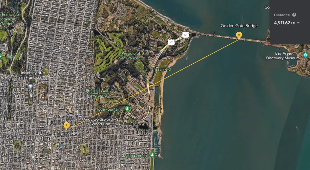 From The House to Golden Gate Bridge via Google Earth