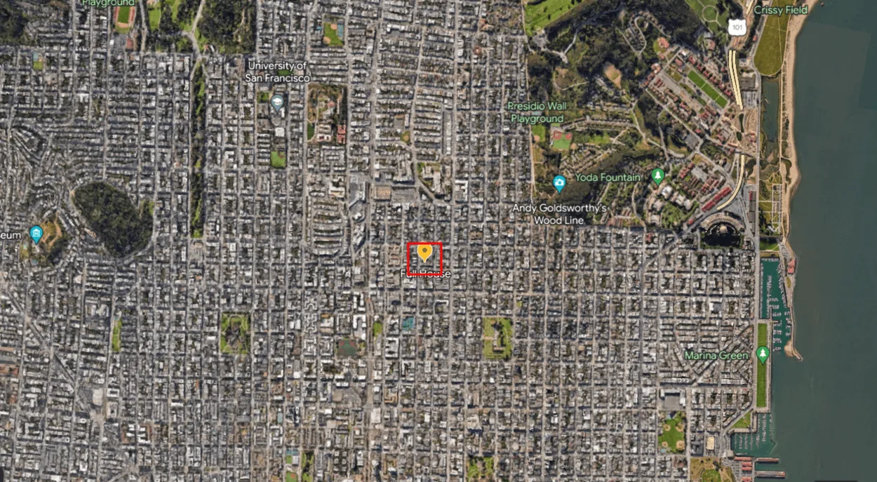 San Francisco from top view via Google Earth