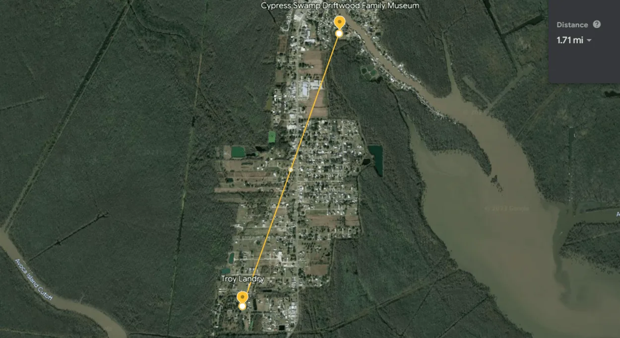 Cypress Swamp Driftwood Family Museum via Google Earth