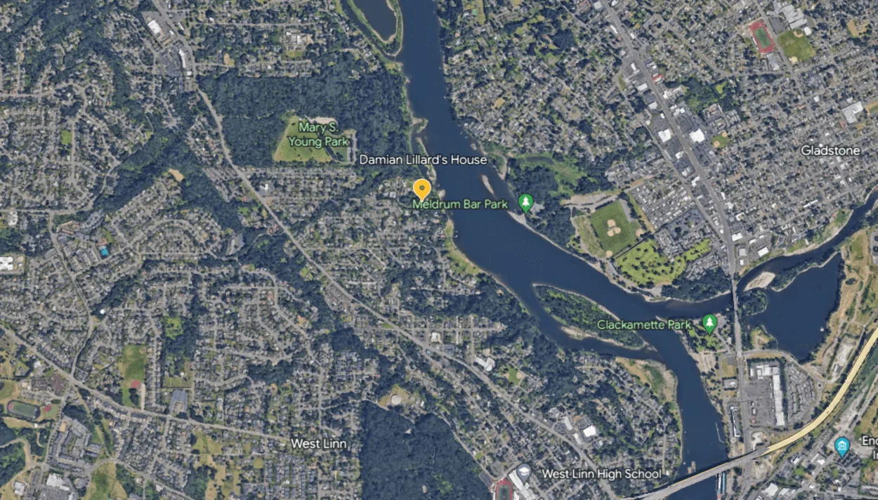 West Linn via Google Earth