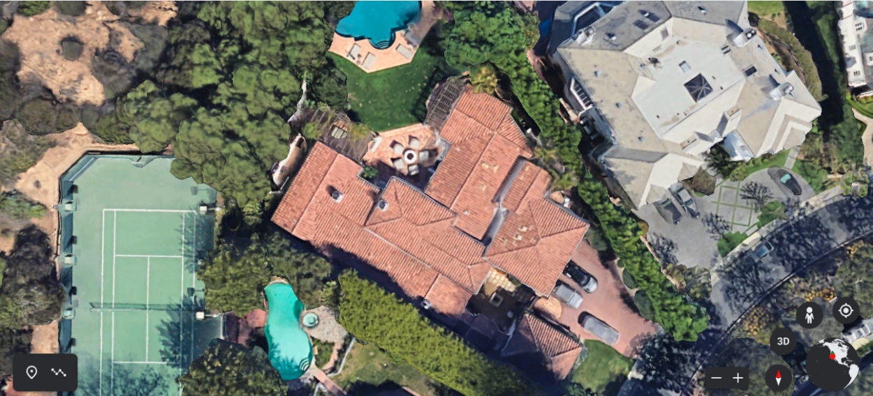 Image Credit: Google Earth (Aerial view of Jenner's House).