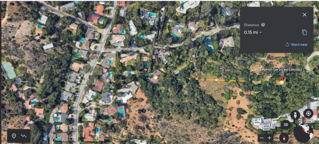 Image Credit: Google Earth (Location of Bill Maher's house from Henin Services Limited).
