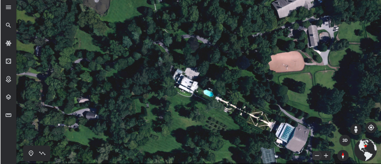 Image Credit: Google Earth (A farther shot of the house showing the lush green breathtaking vicinity).