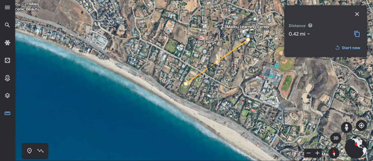 Image Credit: Google Earth (Location of Gaga's mansion from the Malibu Learning Center).