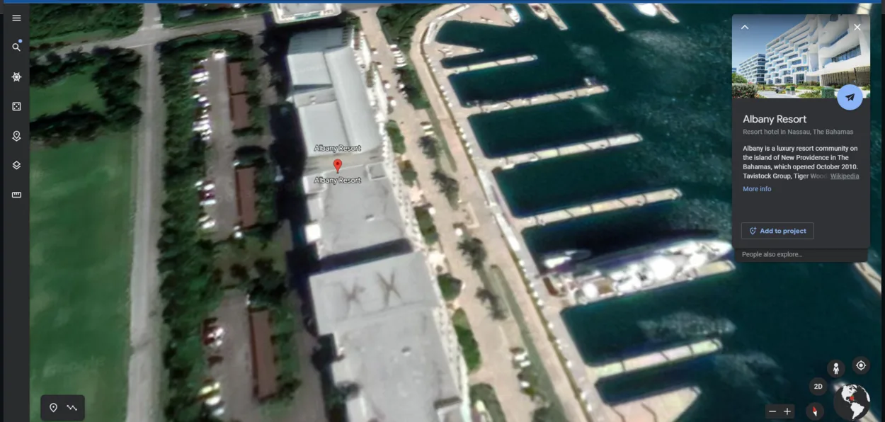 A satellite image of Sam Bankman-Fried's Bahamian Penthouse