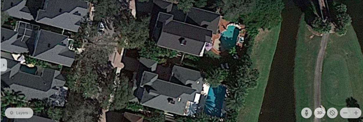 Aerial shot of the residence (Image Credit: Google Earth)