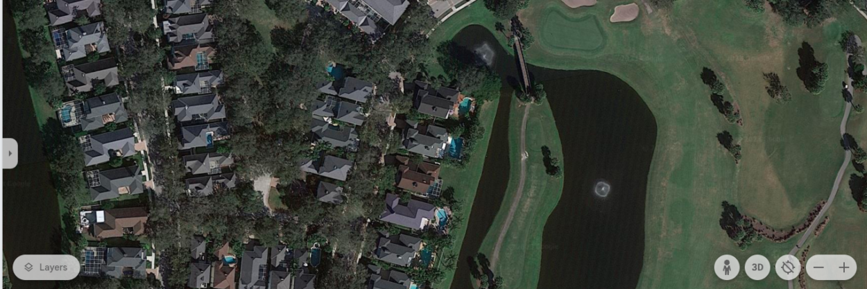 Farther shot of the house showing the vicinity (Image Credit: Google Earth)
