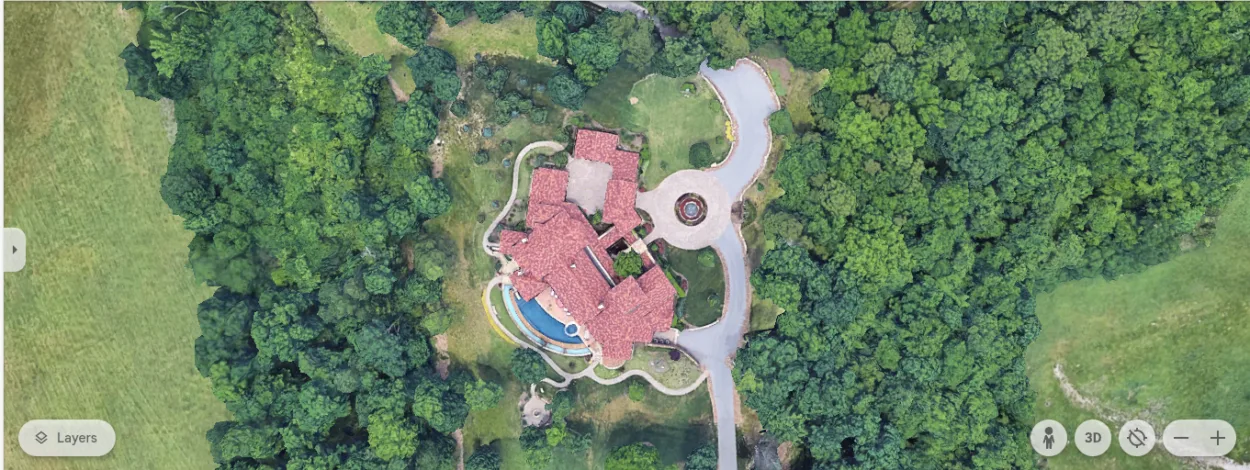 Aerial shot of Chesney's mansion (image Credit: Google Article)