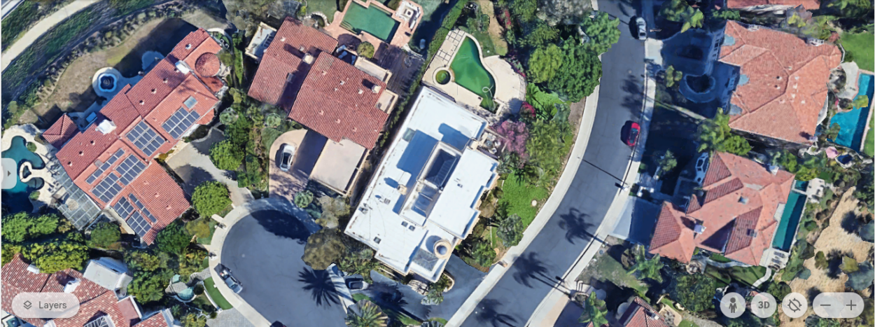 Aerial Shot of Lee's Mansion (Image Credit: Google Earth)
