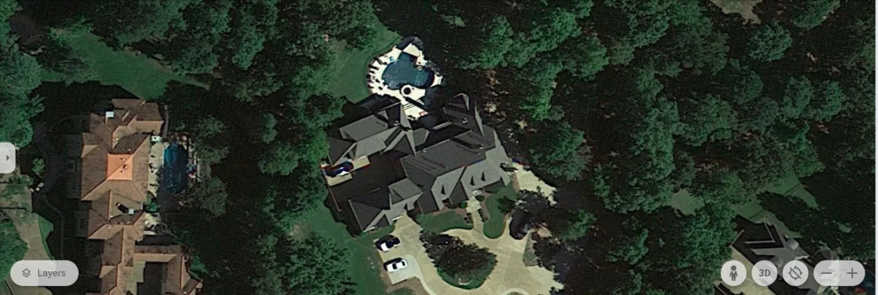 Aerial shot of the house (image Credit: Google earth)
