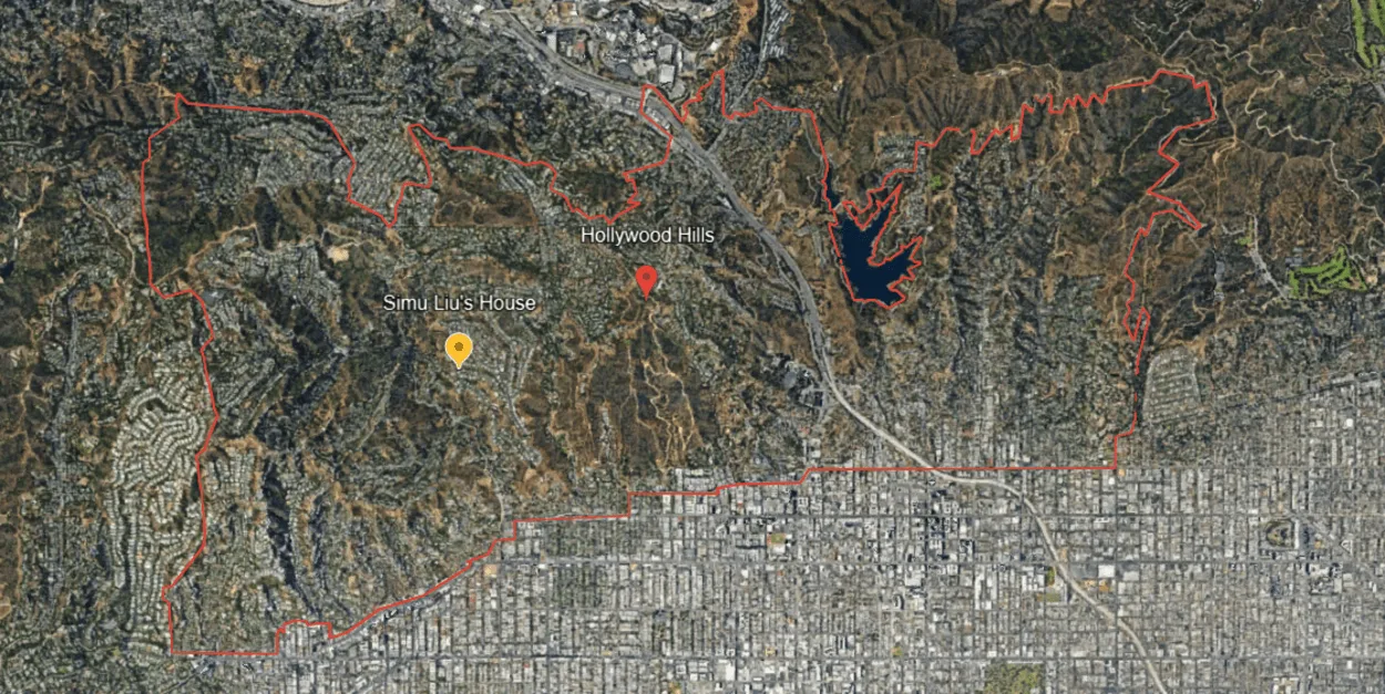 Hollywood Hills via Google Earth