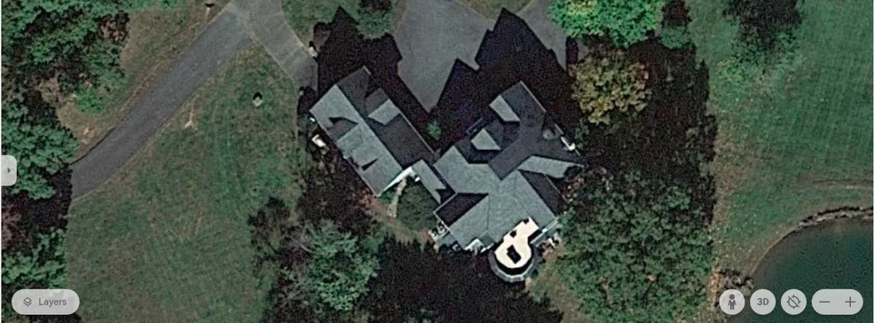 Johnson's house, aerial shot (Image Credit: Google Earth)