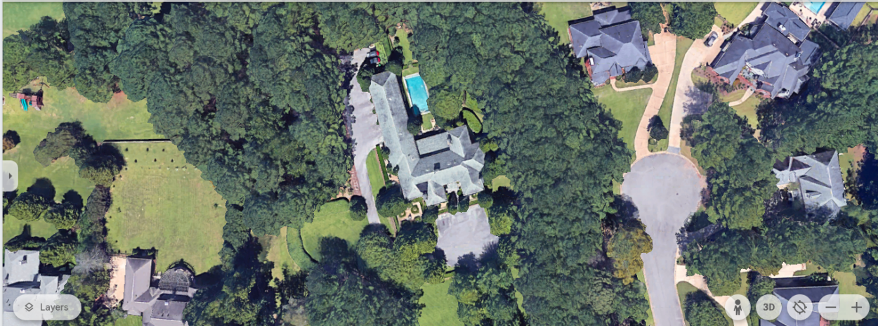 Aerial shot of Saban's House (Image Credit: Google Earth)