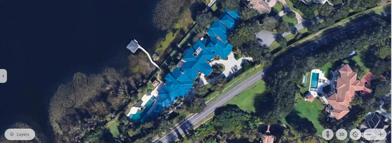 Aerial view of Shaq's house (Image Credit: Google Earth)