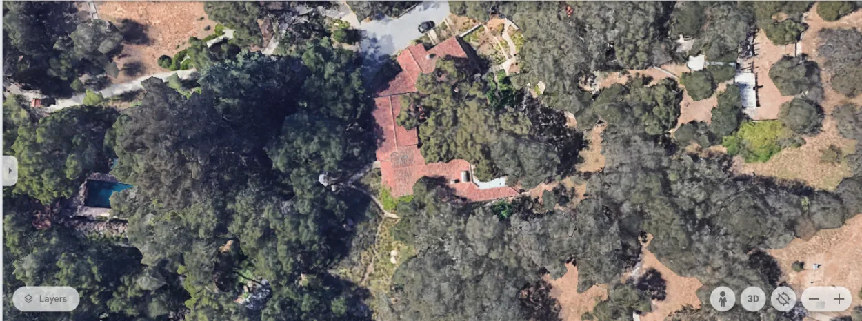 Aerial shot of Selleck's House (Image Credit: Google Earth)