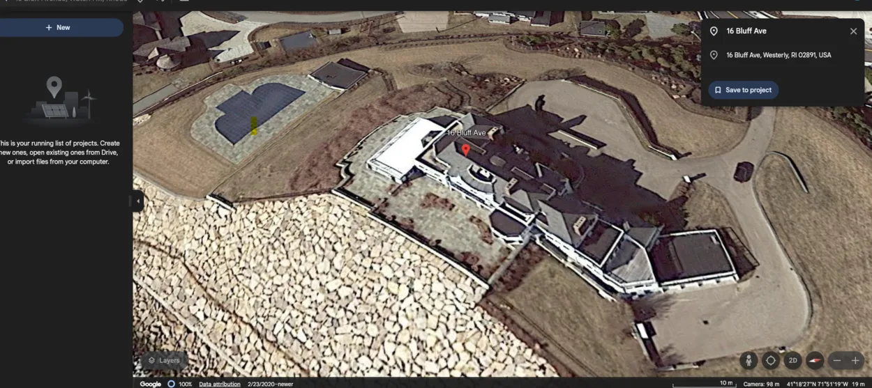 Satellite view of the house.