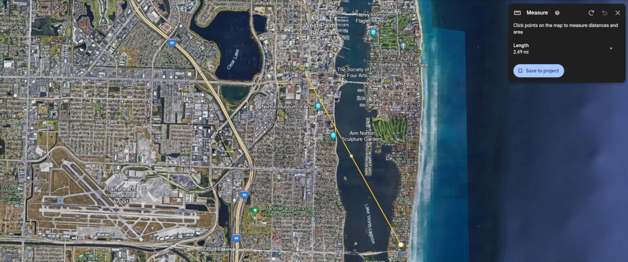 The distance from Trump's mansion and CityPlace