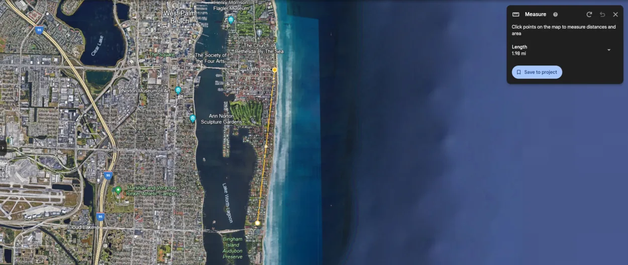The distance from Trump's mansion and Palm Beach