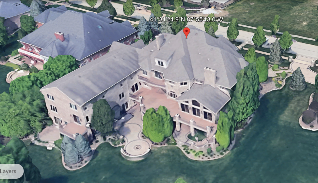 a top view image of house taken from the satellite