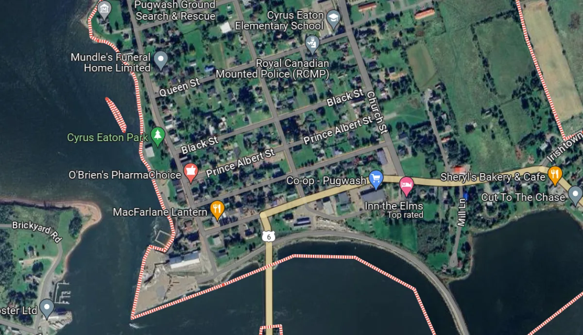 Location of Pugwash, Nova Scotia