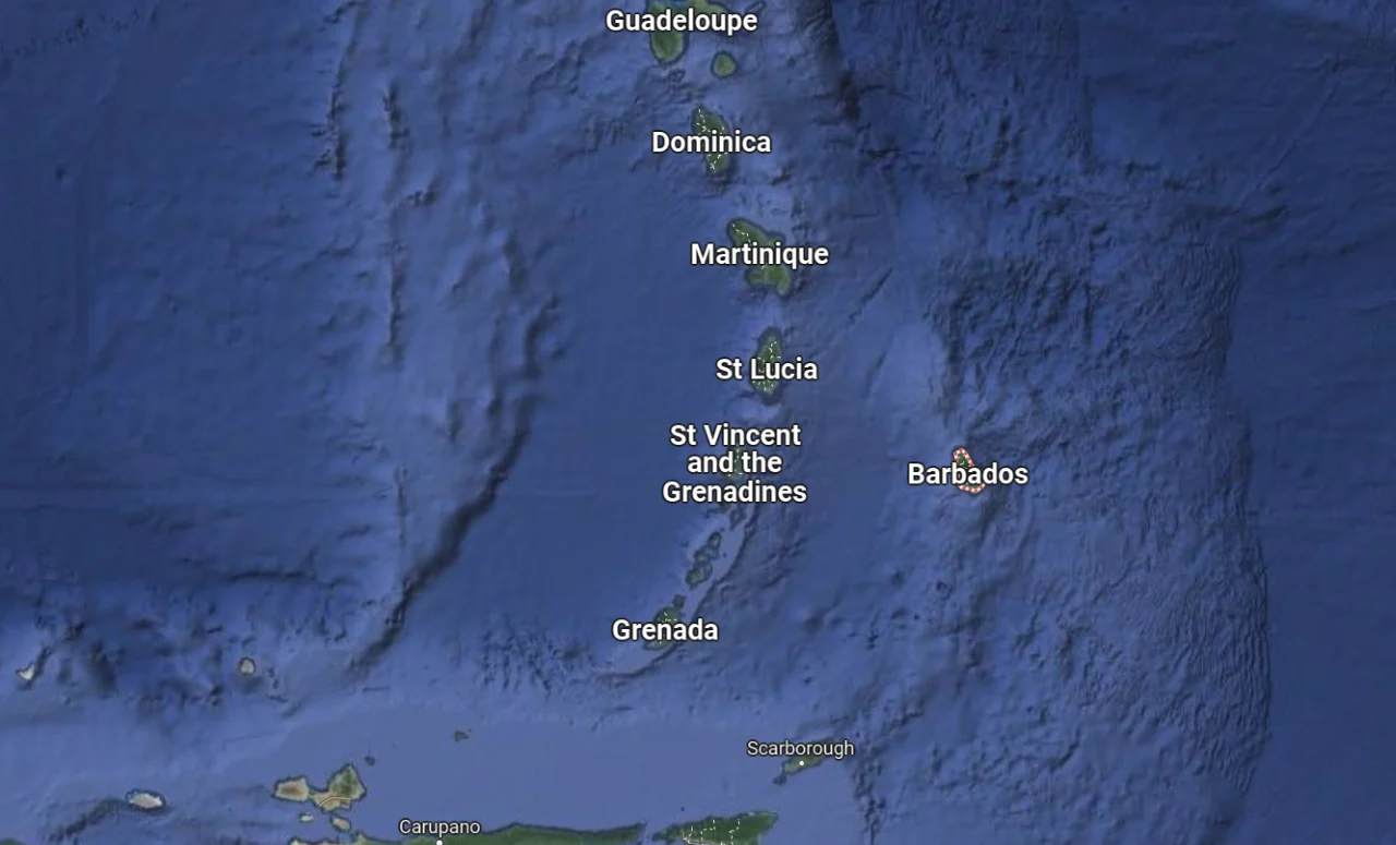 Location of Barbados on the map