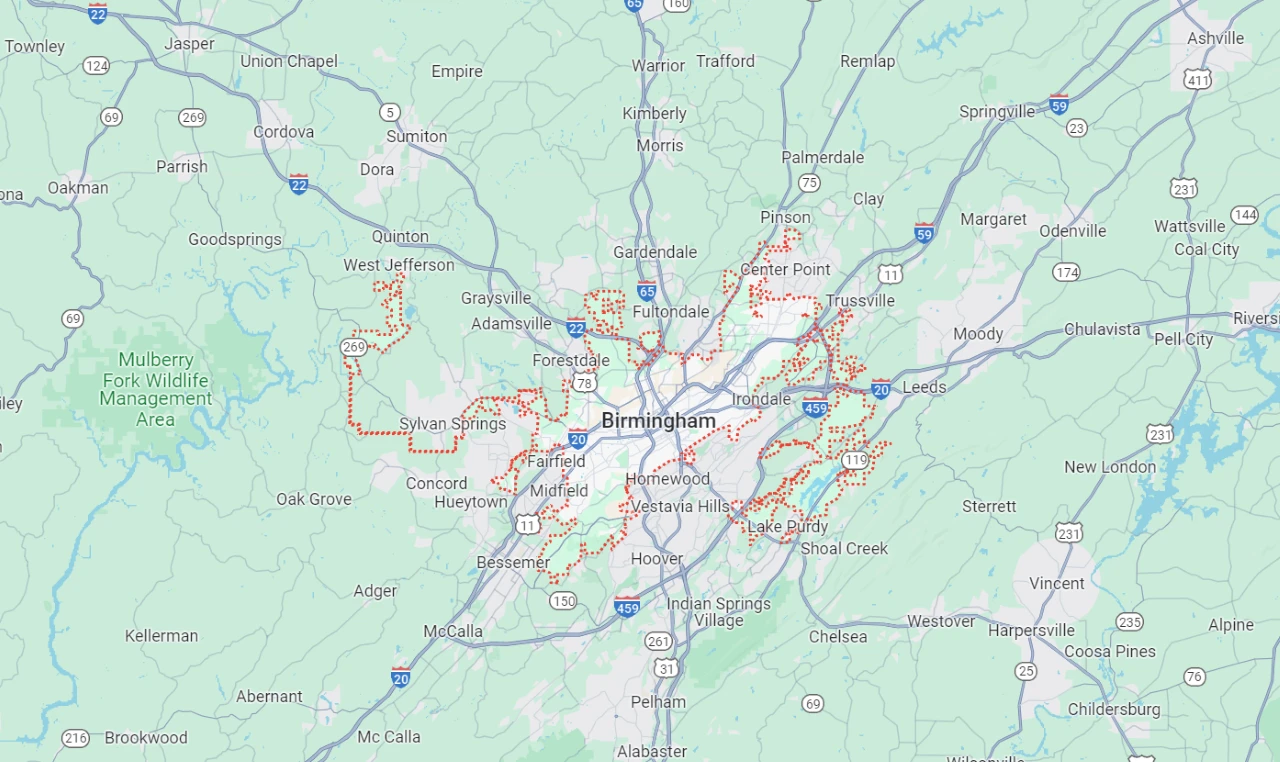 Map of Birmingham city