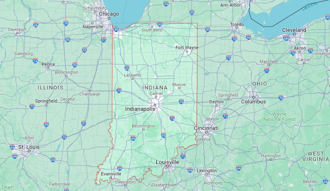 Map of Indiana (Unfolded)