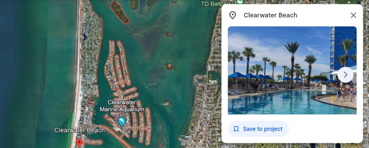 Clearwater Beach via Google Earth