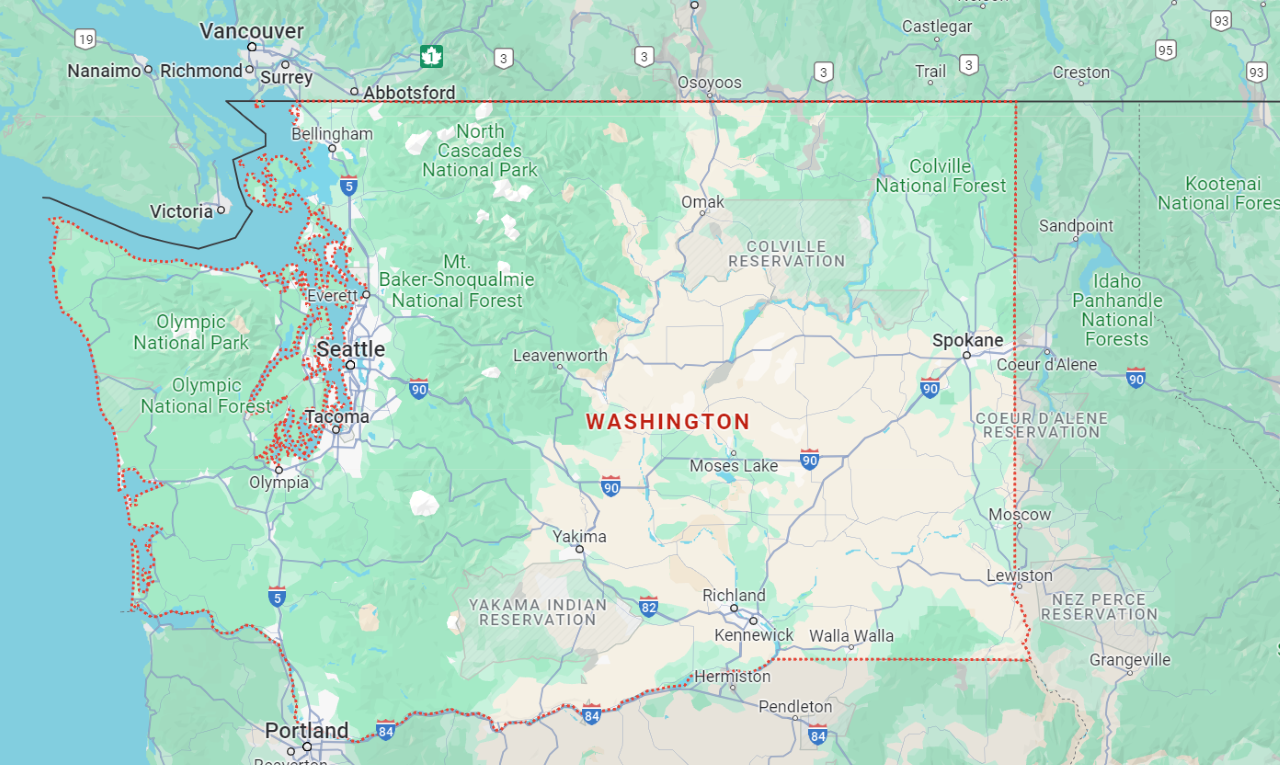 Map of Washington State (Explored)