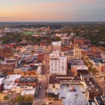 ann arbor michigan usa college town skyline at dusk