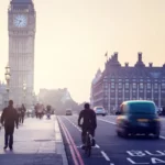 westminster bridge at sunset london uk